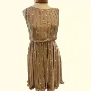 Taupe chiffon crystal encrusted formal dress. Size 6 from London.